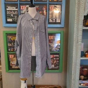 EUC 5XL Classic Blue Striped OAK HILL BUTTON DOWN